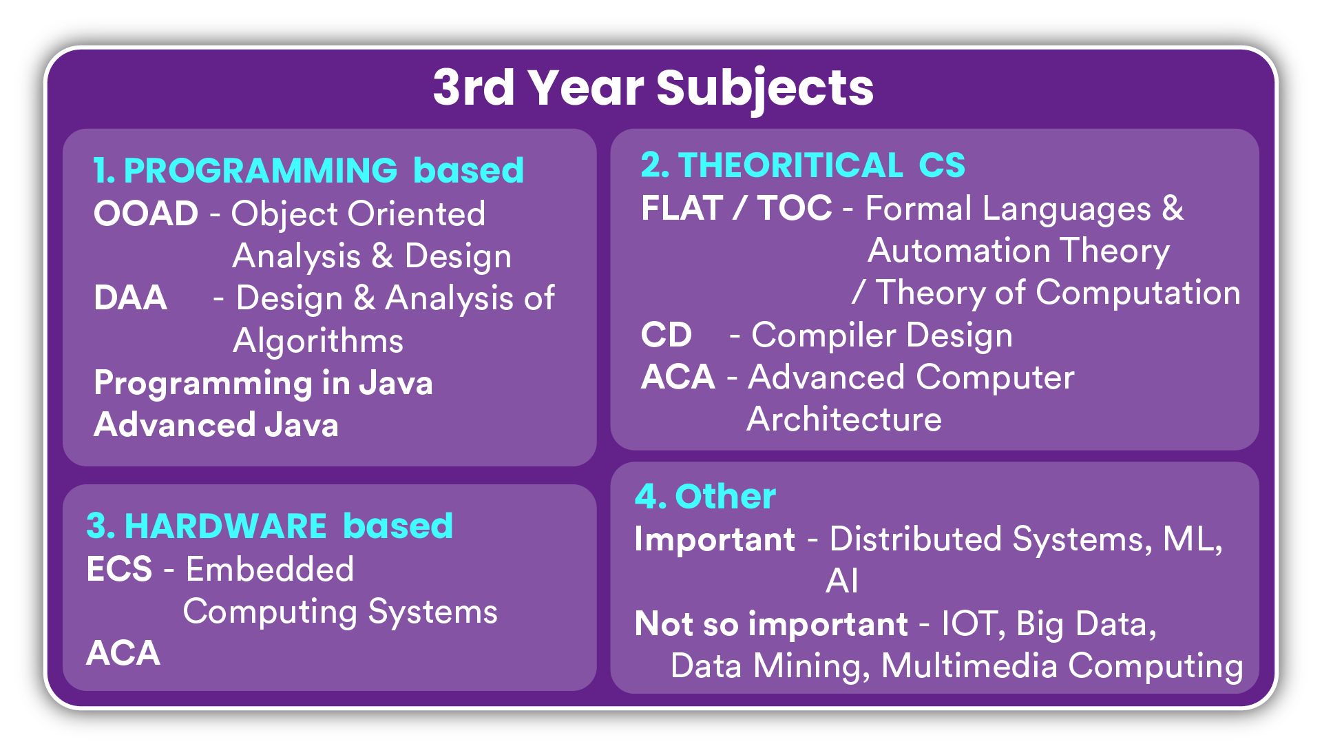 3rd Year subjects